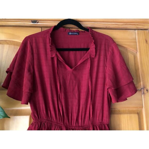 PRETTYGARDEN Womens Summer Boho Maxi Dress V Neck Ruffle Trim High SZ S - Picture 5 of 13